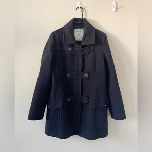 Tommy Hilfiger Wool-Blend Black Zippered PeaCoat